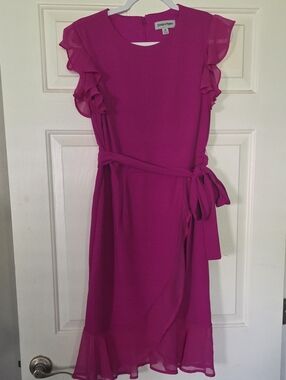 Shelby & Palmer Bright Fuchsia Ruffle Tie-Waist Dress